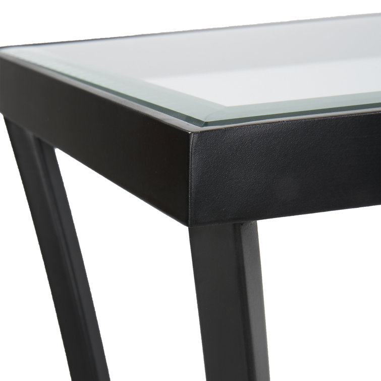 Alayna 48'' Black Metal and Clear Glass Console Table