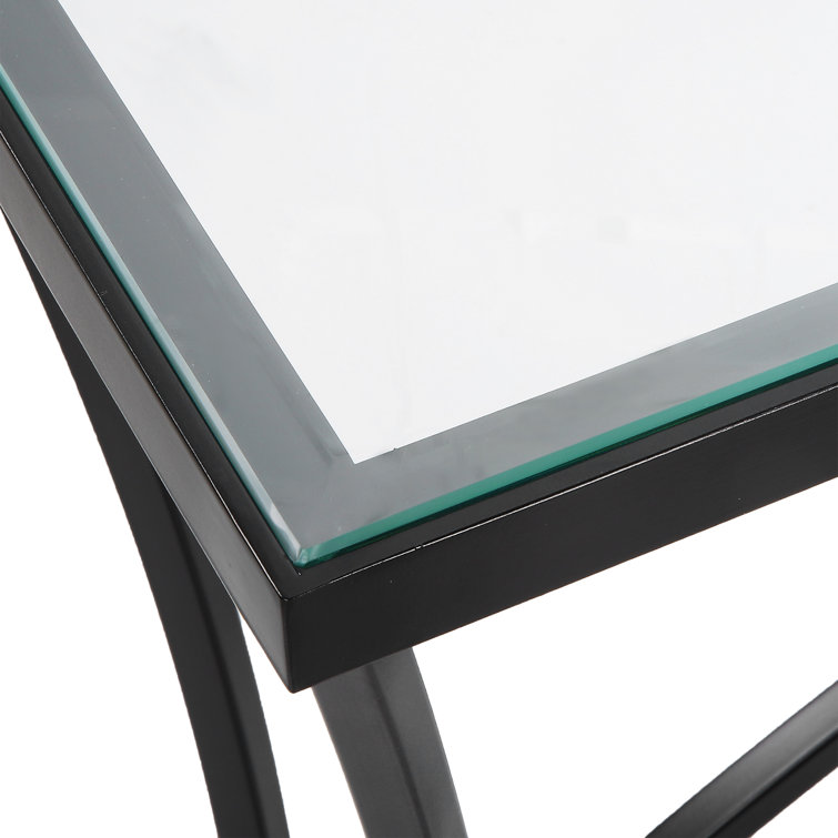 Alayna 48'' Black Metal and Clear Glass Console Table