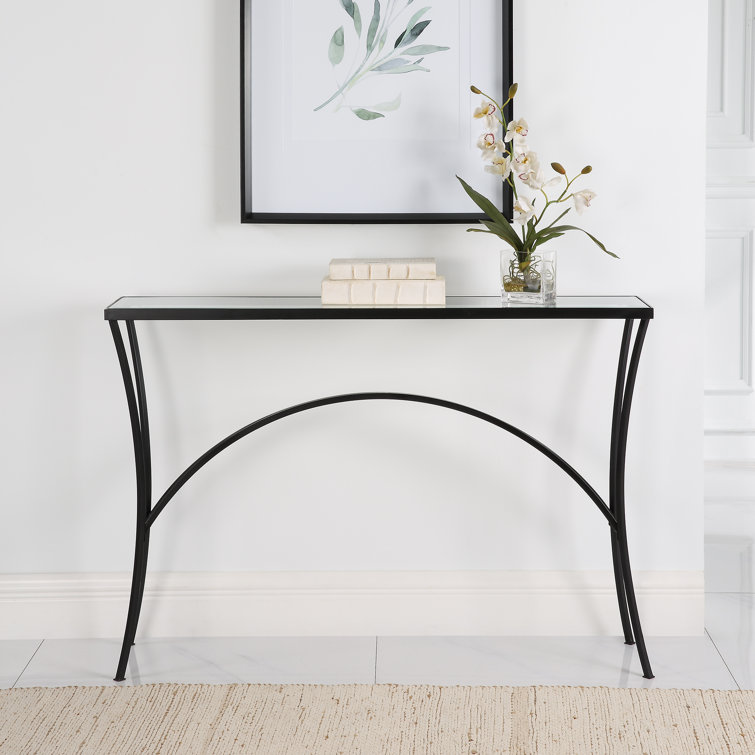 Alayna 48'' Black Metal and Clear Glass Console Table