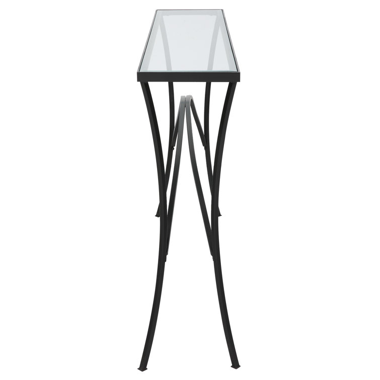 Alayna 48'' Black Metal and Clear Glass Console Table