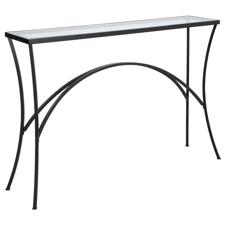 Alayna 48'' Black Metal and Clear Glass Console Table