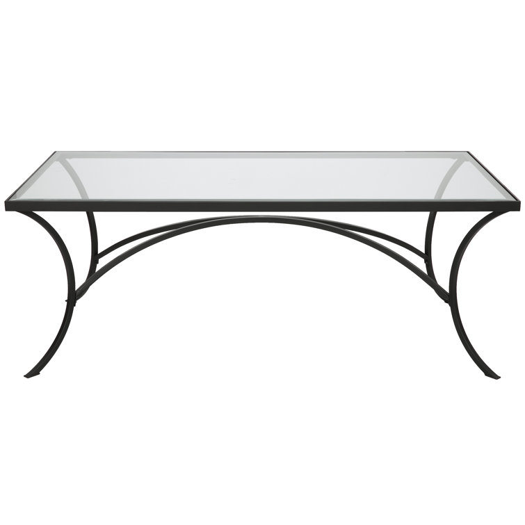 Alayna Black Metal and Clear Glass Rectangular Coffee Table
