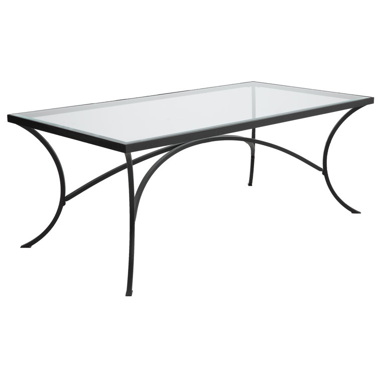 Alayna Black Metal and Clear Glass Rectangular Coffee Table