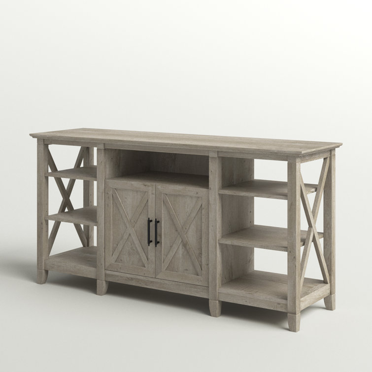 Key West Coastal 60'' Washed Gray Media Console with Cabinet Storage