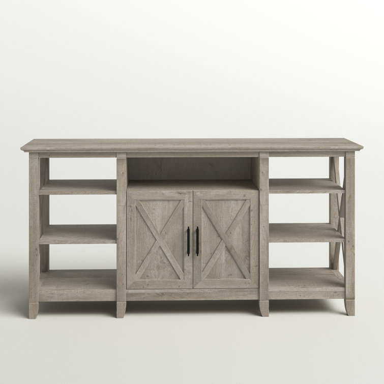 Key West Coastal 60'' Washed Gray Media Console with Cabinet Storage