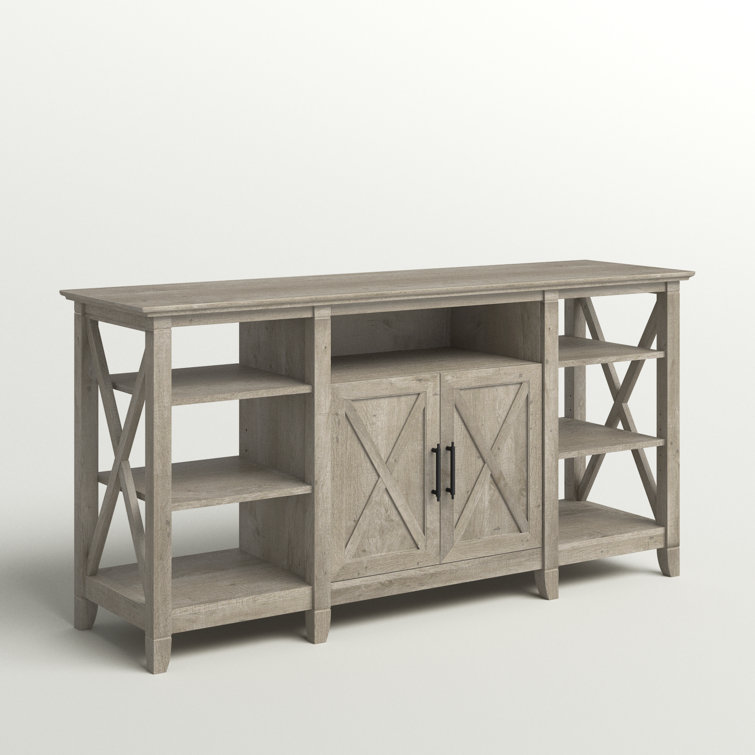 Key West Coastal 60'' Washed Gray Media Console with Cabinet Storage