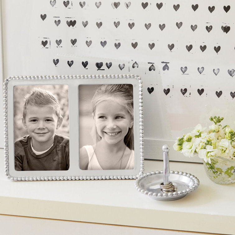 Silver Beaded Double 4x6 Handmade Aluminum Frame