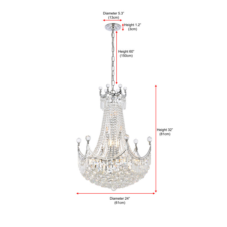Corona 24" Chrome Chandelier with Clear Crystal Trim
