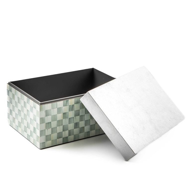 Handmade Sterling Check Lacquer Lidded Box for Kids