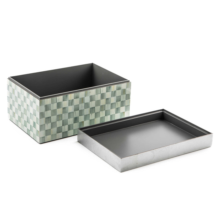 Handmade Sterling Check Lacquer Lidded Box for Kids