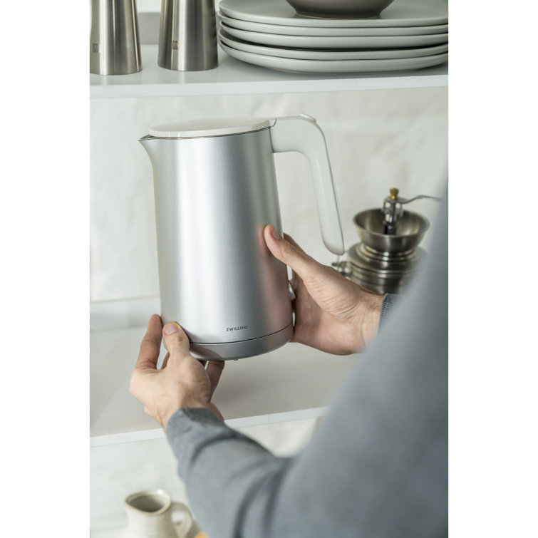 Silver 1-Liter Stainless Steel Electric Kettle with Cool Touch