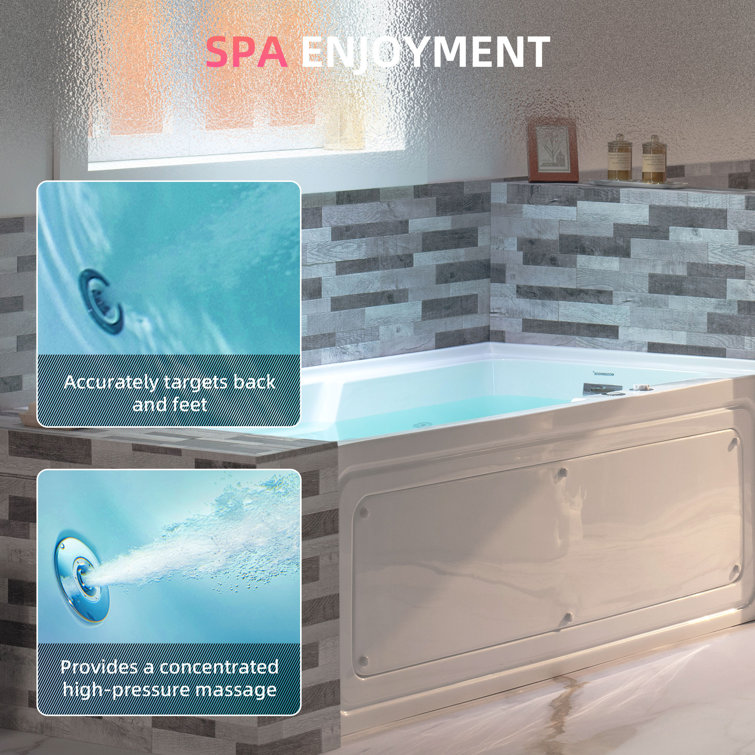 60'' White Acrylic Freestanding Heated Whirlpool Bathtub