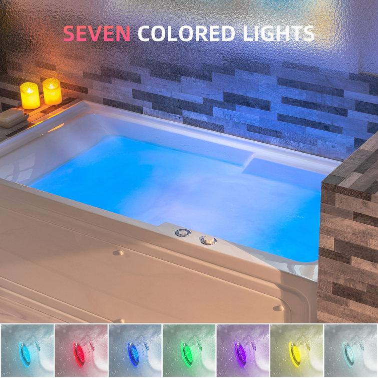 60'' White Acrylic Freestanding Heated Whirlpool Bathtub