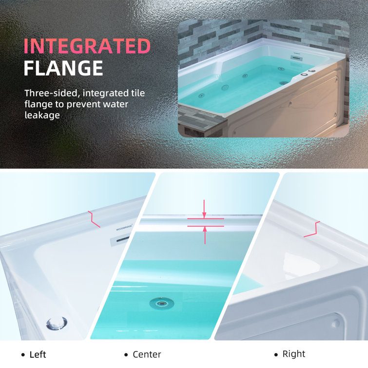 60'' White Acrylic Freestanding Heated Whirlpool Bathtub