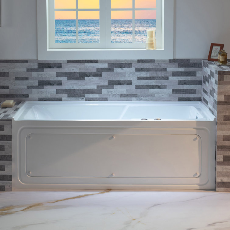 60'' White Acrylic Freestanding Heated Whirlpool Bathtub