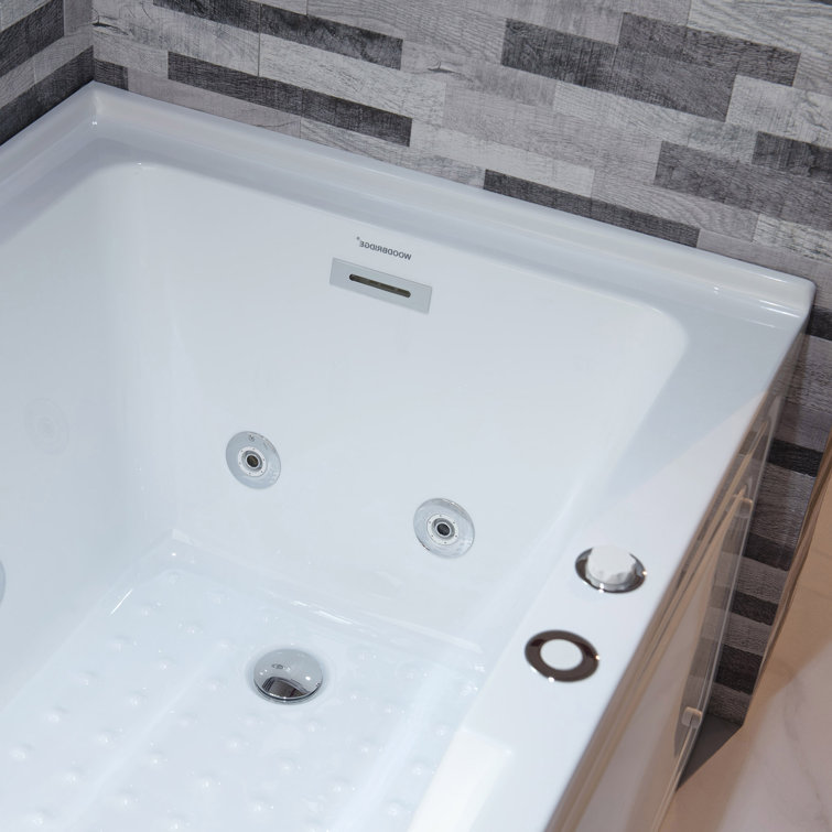 60'' White Acrylic Freestanding Heated Whirlpool Bathtub