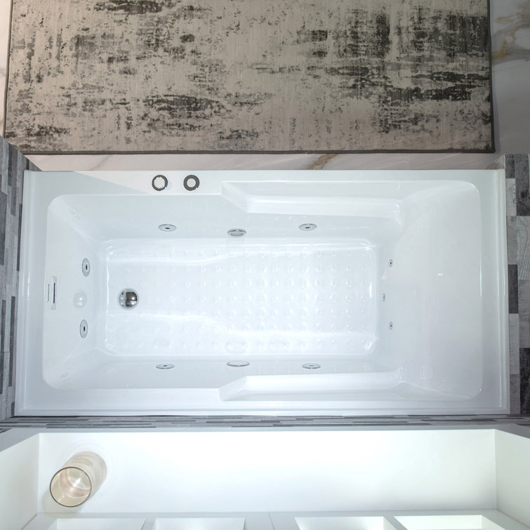 60'' White Acrylic Freestanding Heated Whirlpool Bathtub