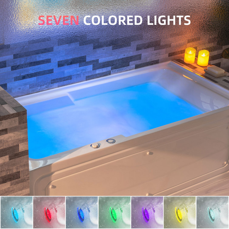 60'' White Freestanding Heated Acrylic Whirlpool Bathtub