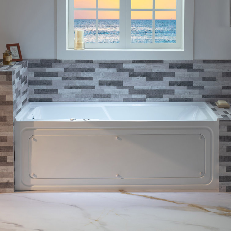 60'' White Freestanding Heated Acrylic Whirlpool Bathtub