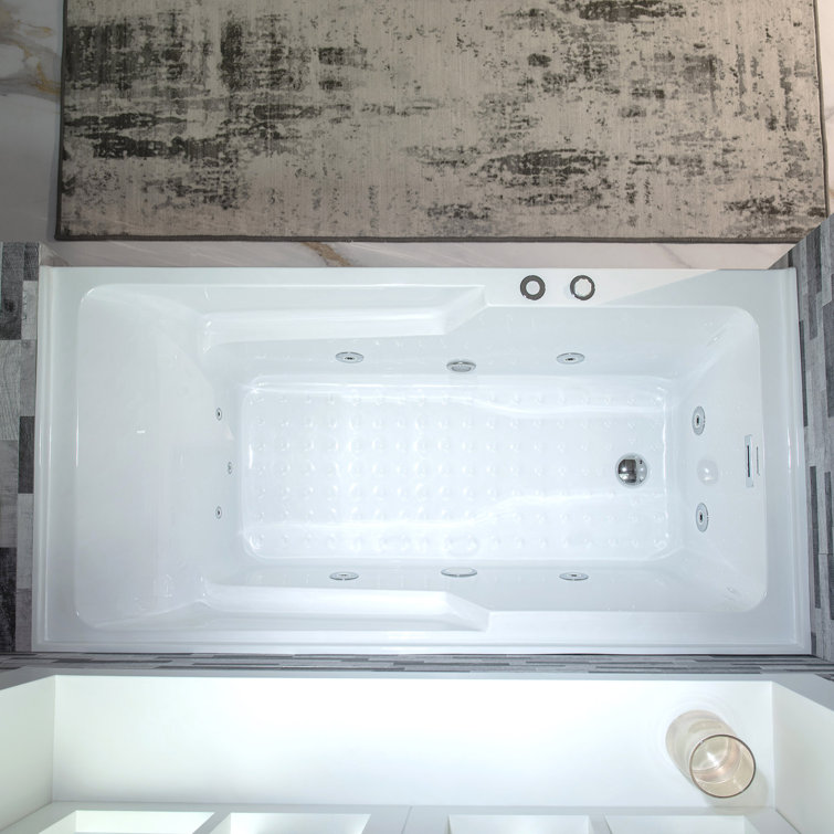 60'' White Freestanding Heated Acrylic Whirlpool Bathtub