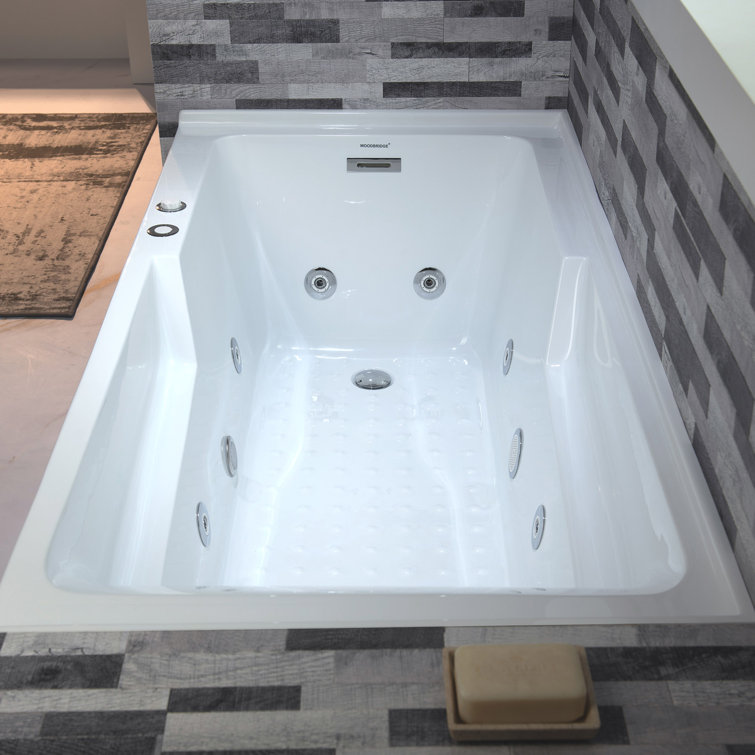 60'' White Freestanding Heated Acrylic Whirlpool Bathtub