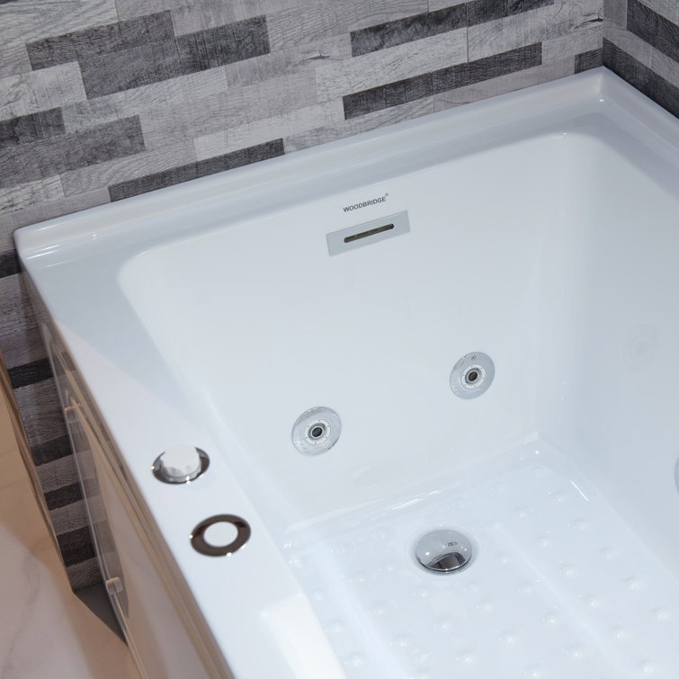 60'' White Freestanding Heated Acrylic Whirlpool Bathtub
