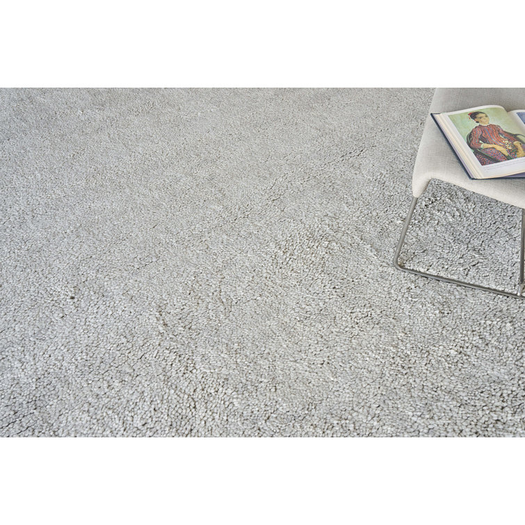 Silver Hand-Knotted Merino Wool Rectangular Area Rug 9' x 12'