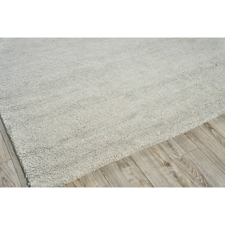 Silver Hand-Knotted Merino Wool Rectangular Area Rug 9' x 12'