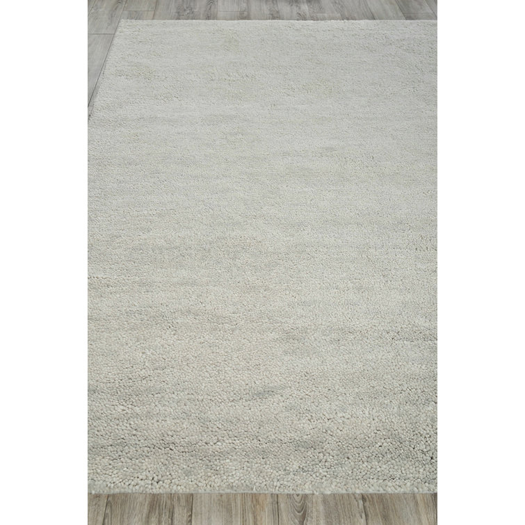 Silver Hand-Knotted Merino Wool Rectangular Area Rug 9' x 12'