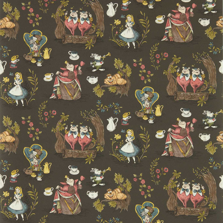 Alice in Wonderland Chocolate Non-Woven Wallpaper