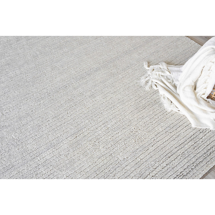 Handmade Silver Wool Rectangular 8' x 10' Area Rug