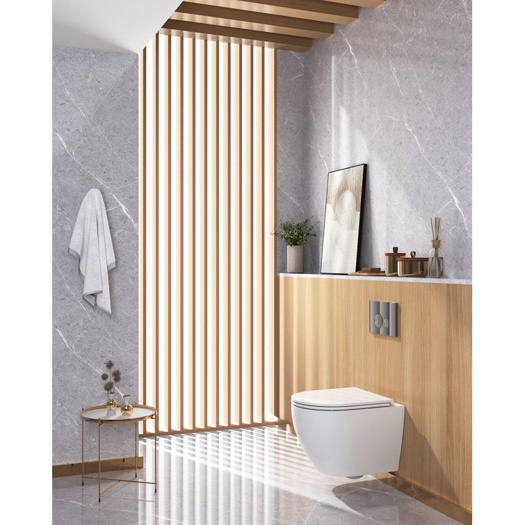 White Ceramic Elongated Wall Mounted Dual Flush Toilet