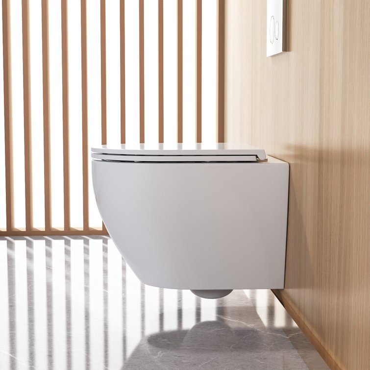 White Ceramic Elongated Wall Mounted Dual Flush Toilet