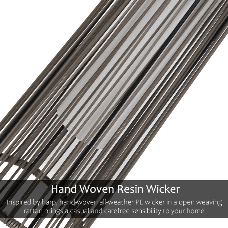 Light Brown Wicker Solar Floor Lamps with LED, 2-Pack