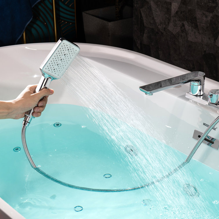 72'' White Acrylic Freestanding Heated Whirlpool Tub