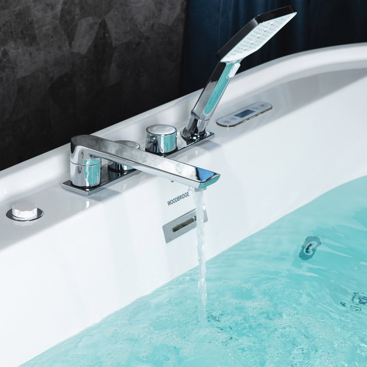 72'' White Acrylic Freestanding Heated Whirlpool Tub