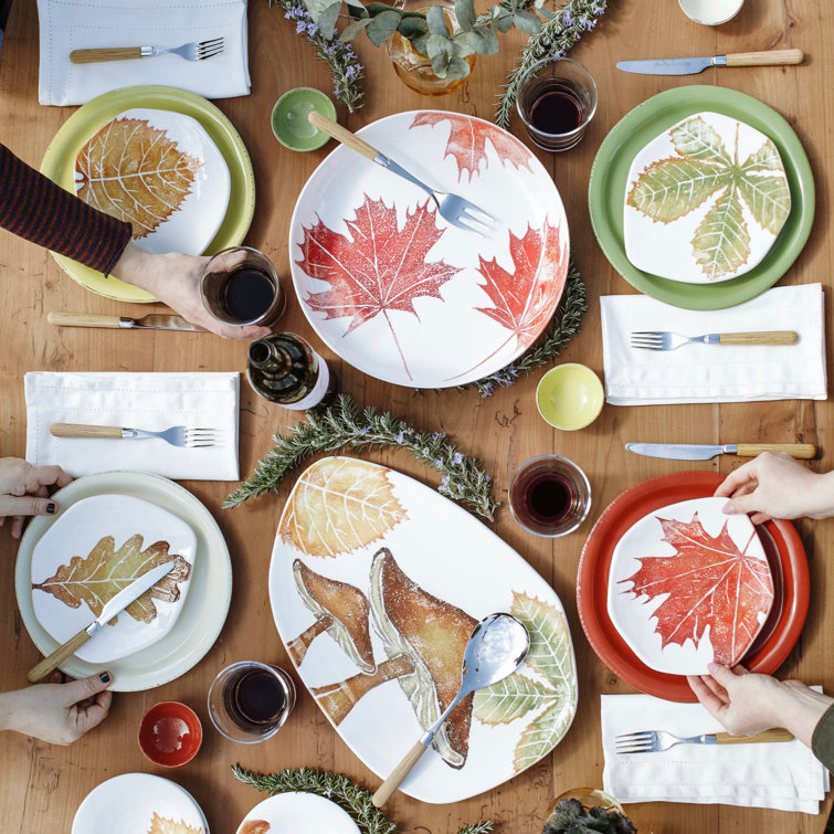 Handcrafted Autumn Leaf Ceramic Salad Plates Set of 4