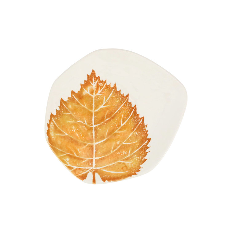 Handcrafted Autumn Leaf Ceramic Salad Plates Set of 4