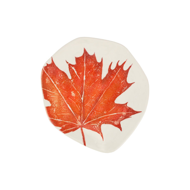 Handcrafted Autumn Leaf Ceramic Salad Plates Set of 4