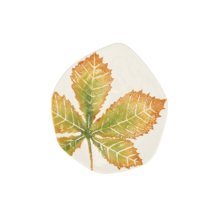 Handcrafted Autumn Leaf Ceramic Salad Plates Set of 4