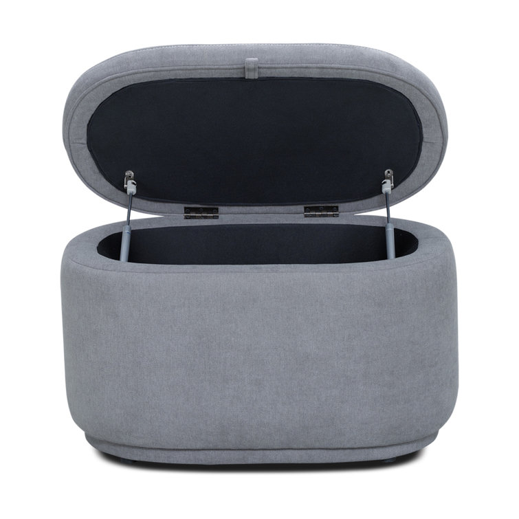 Gray Cotton Blend Storage Ottoman with Stain-Resistant Fabric