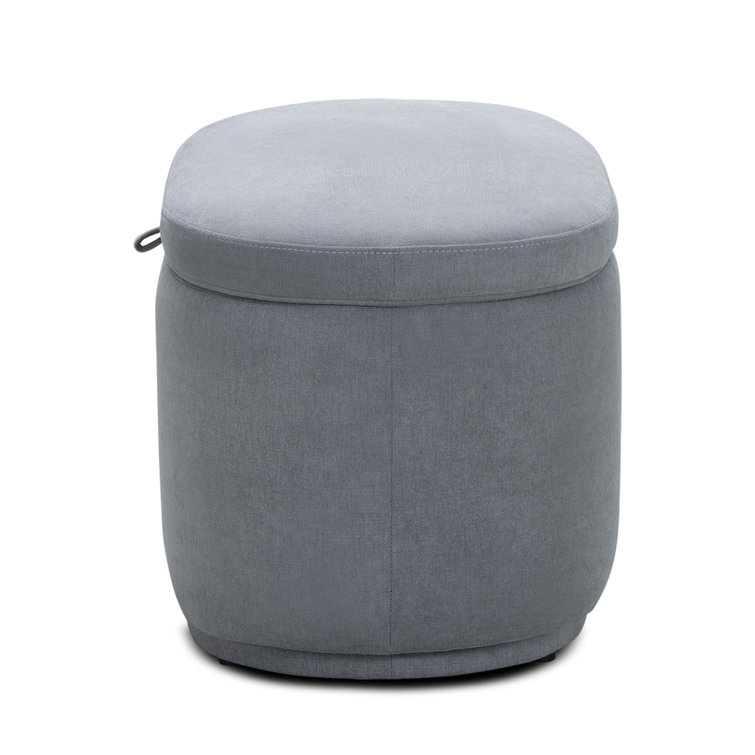 Gray Cotton Blend Storage Ottoman with Stain-Resistant Fabric