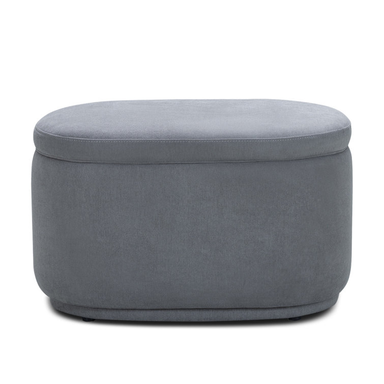 Gray Cotton Blend Storage Ottoman with Stain-Resistant Fabric
