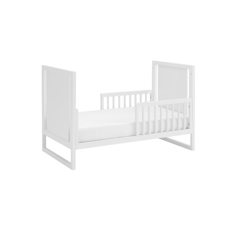 White Wooden Toddler Bed with Guardrails