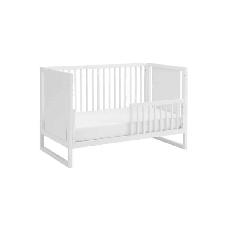 White Wooden Toddler Bed with Guardrails