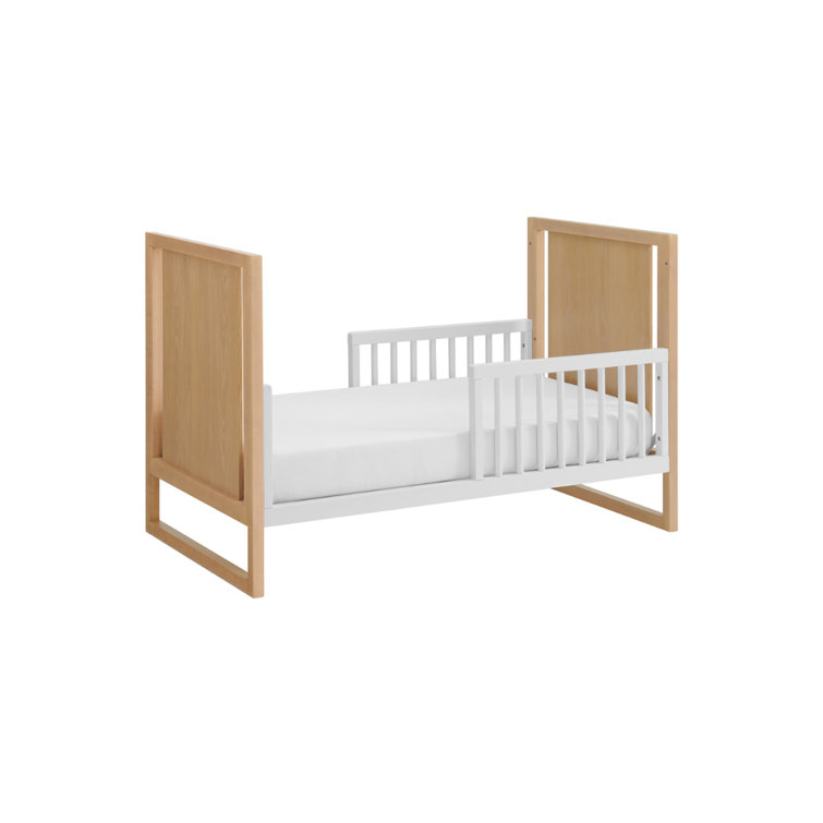 White Wooden Toddler Bed with Guardrails