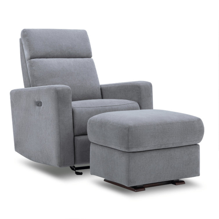 Gray Cotton Blend Gliding Ottoman Footstool