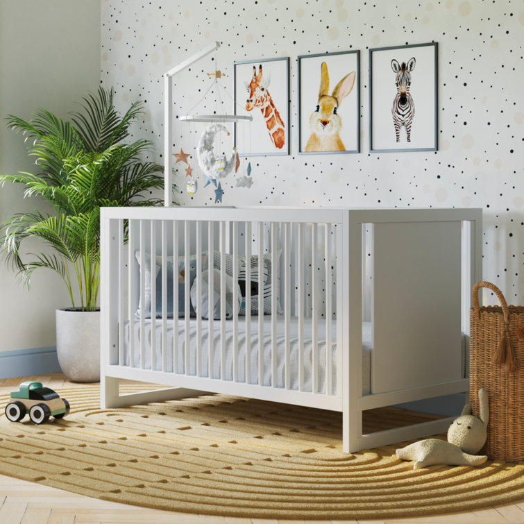 White Standard Convertible Crib with Adjustable Heights