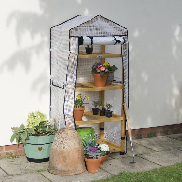 Forest-Friendly Compact Cedar Mini Greenhouse with PE Cover, 2'x5'