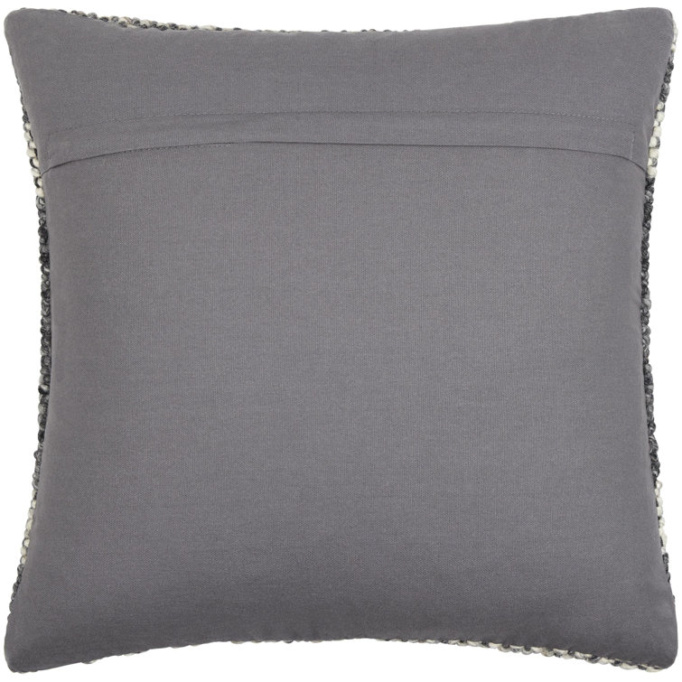 Gray and Beige Striped Wool Square Throw Pillow